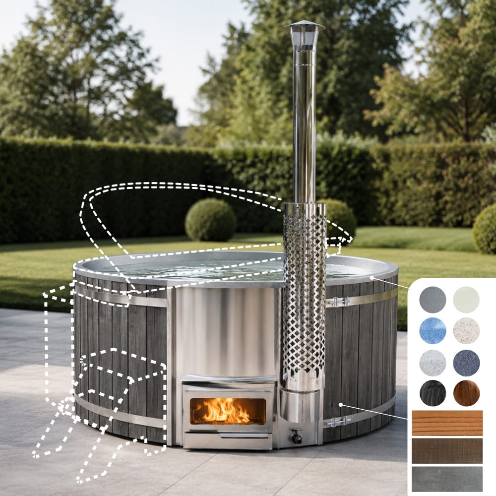Konfigurierbar Hot Tub mit Horizon™ Holzofen | 4-6