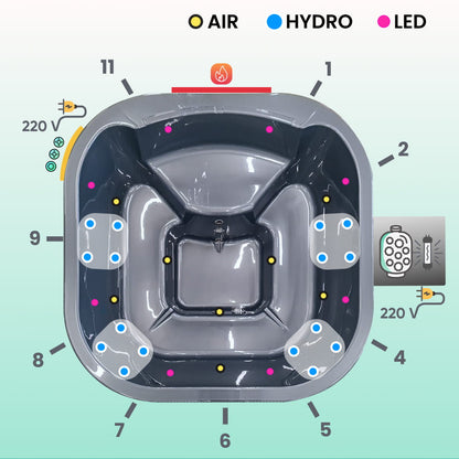 Super Offer | All-Inclusive eckiger Hot Tub | Luft- & Hydrodüsen | Sandfilter & UV-C | 4–6 Sitzer