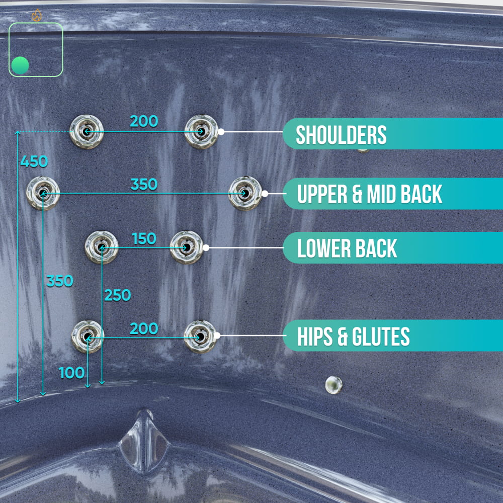 Square Wood Fired Hot Tub for 4-8 | Targeted Massage With 28 Hydro Jets | External Heater