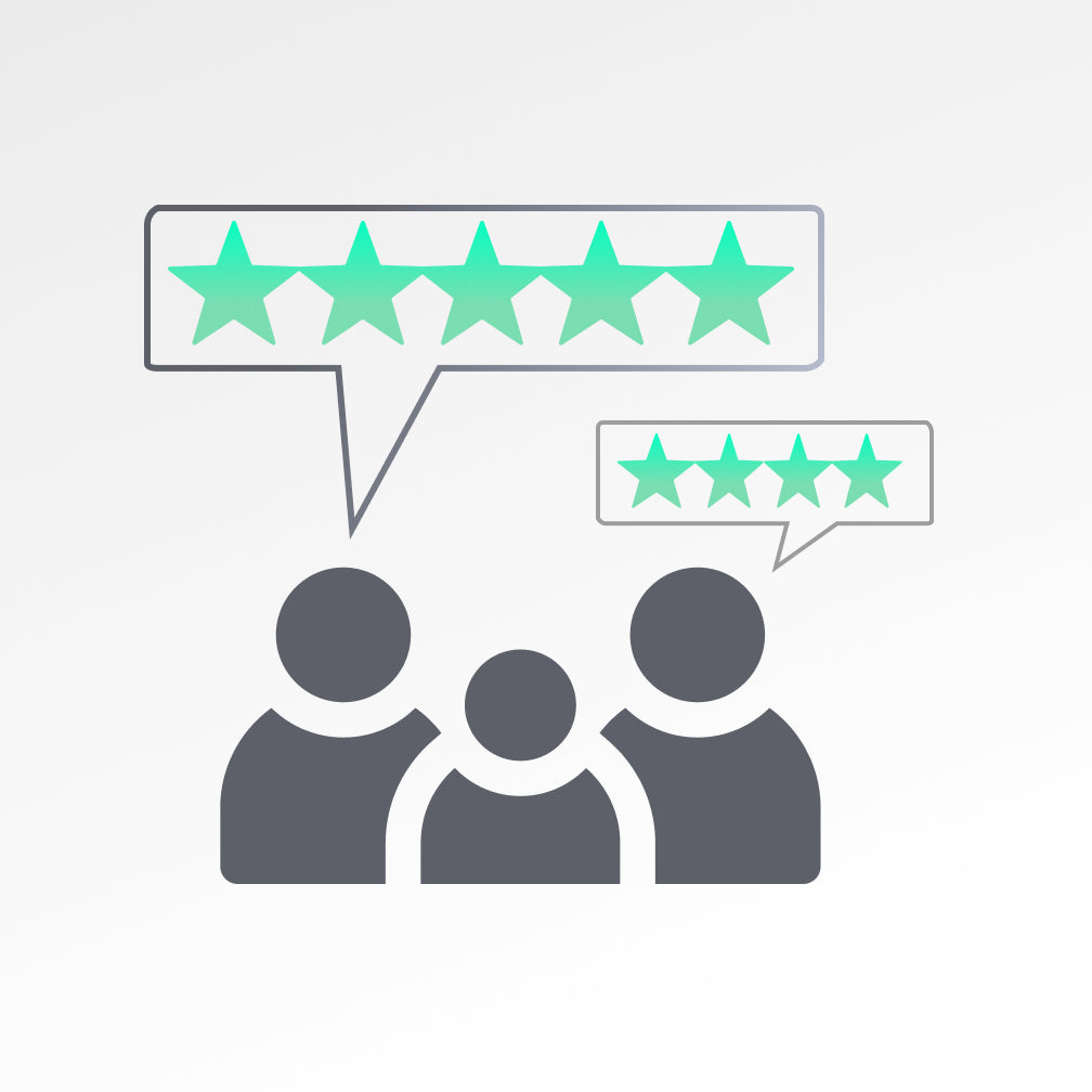 Customer reviews and ratings icon showing five-star feedback from hot tub owners.