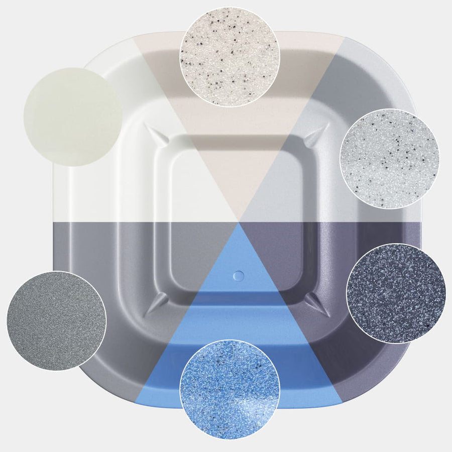 Color options for the square tub with fibreglass insert