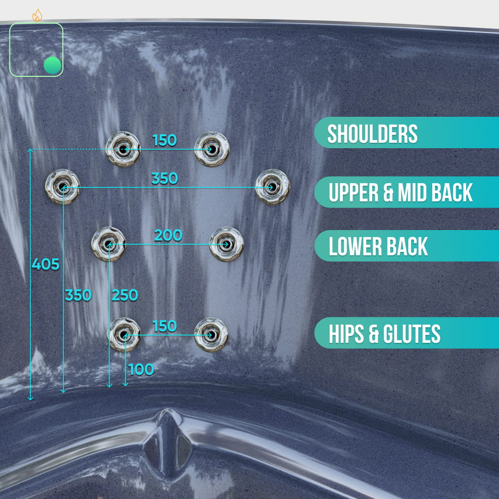 Square Wood Fired Hot Tub for 4-8 | Targeted Massage With 28 Hydro Jets | External Heater