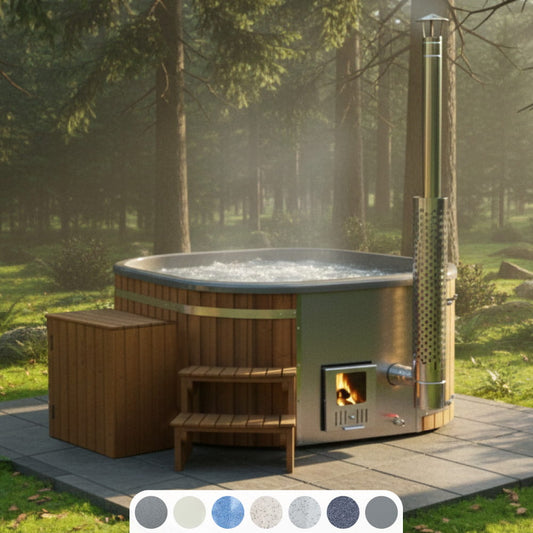 Whirlpool mit integriertem Holzofen | Premium-Filteranlage | 24 Hydro-Jets  | Für 4–6 Personen