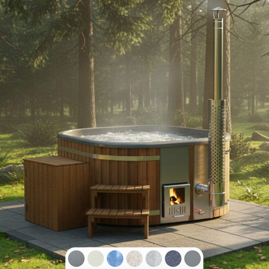Whirlpool mit integriertem Holzofen | Premium-Filteranlage | 24 Hydro-Jets  | Für 4–6 Personen