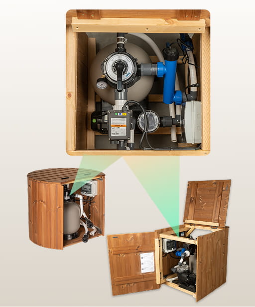 Premium sand filter—square and round—showing the layout and composition of all components