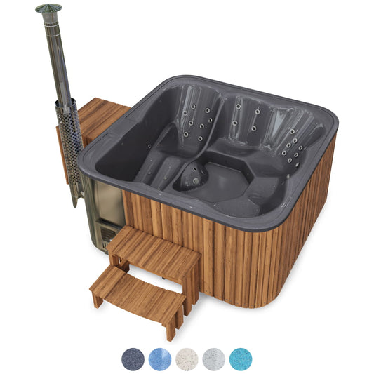 Premium Whirlpool mit Holzofen – 34 Hydro-Jets, Liegeposition | Für 6 Personen