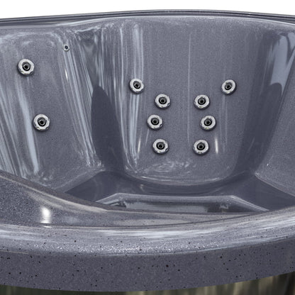 Nahaufnahme eines grauen Hot Tubs mit Hydro-Massagedüsen
