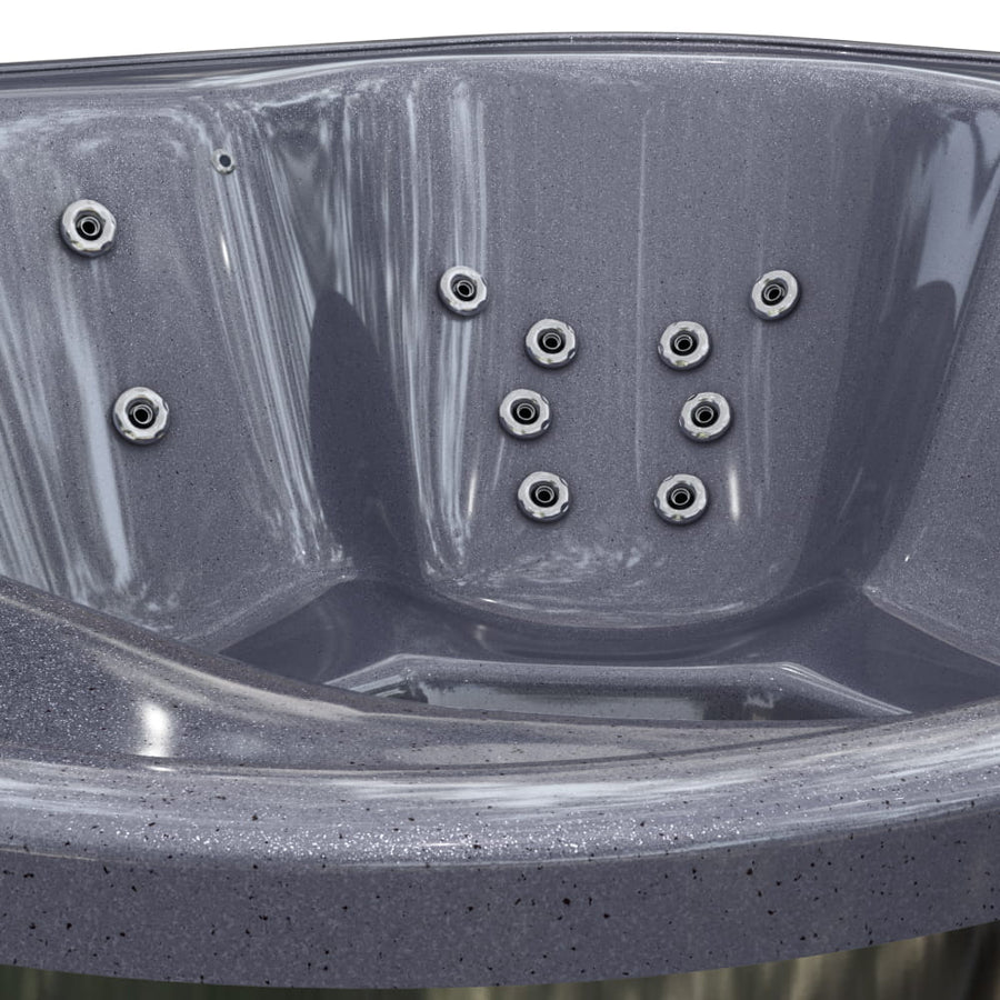 Nahaufnahme eines grauen Hot Tubs mit Hydro-Massagedüsen